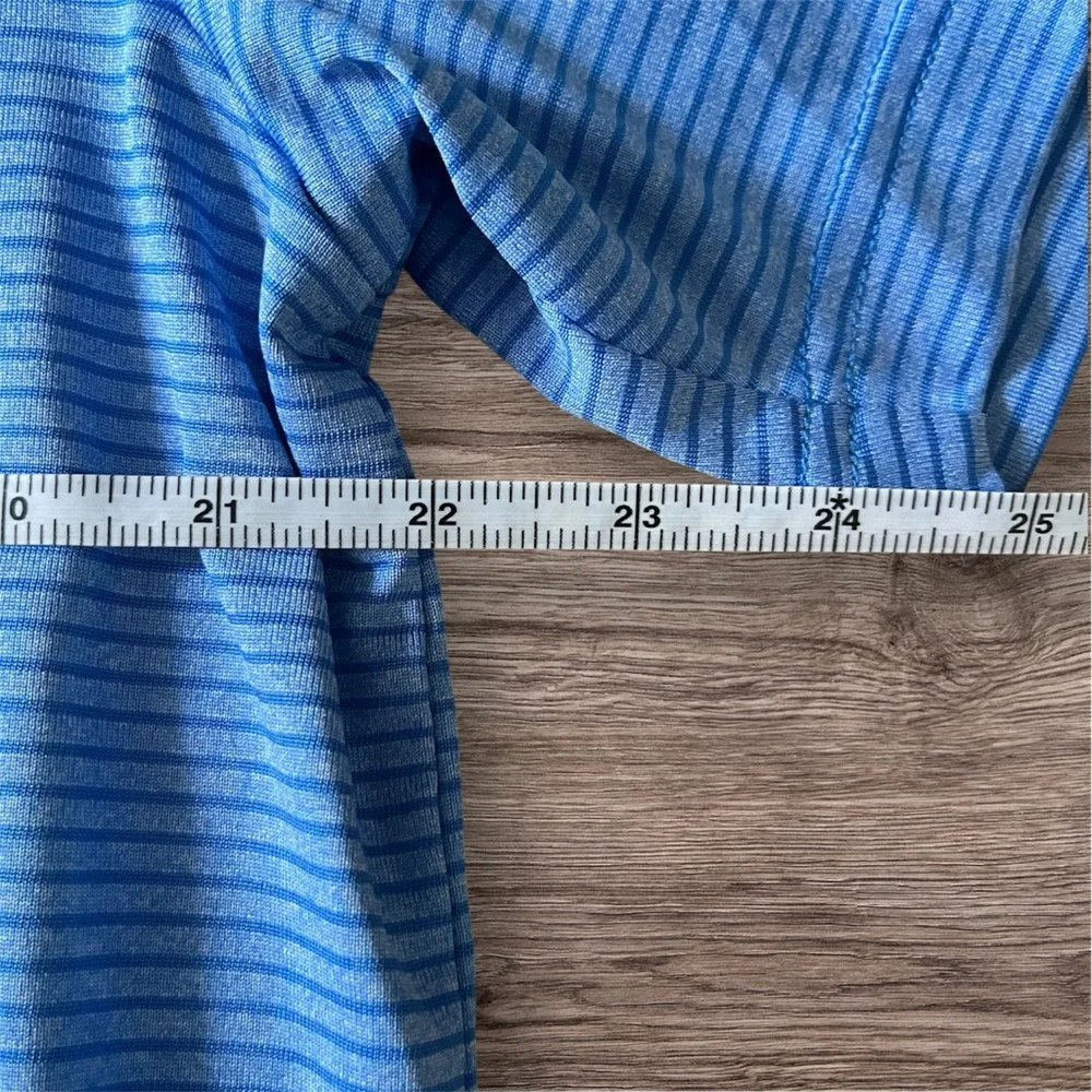 Adidas‎ Golf Short Sleeve Blue Striped Performance Polo Shirt Mens Size XL